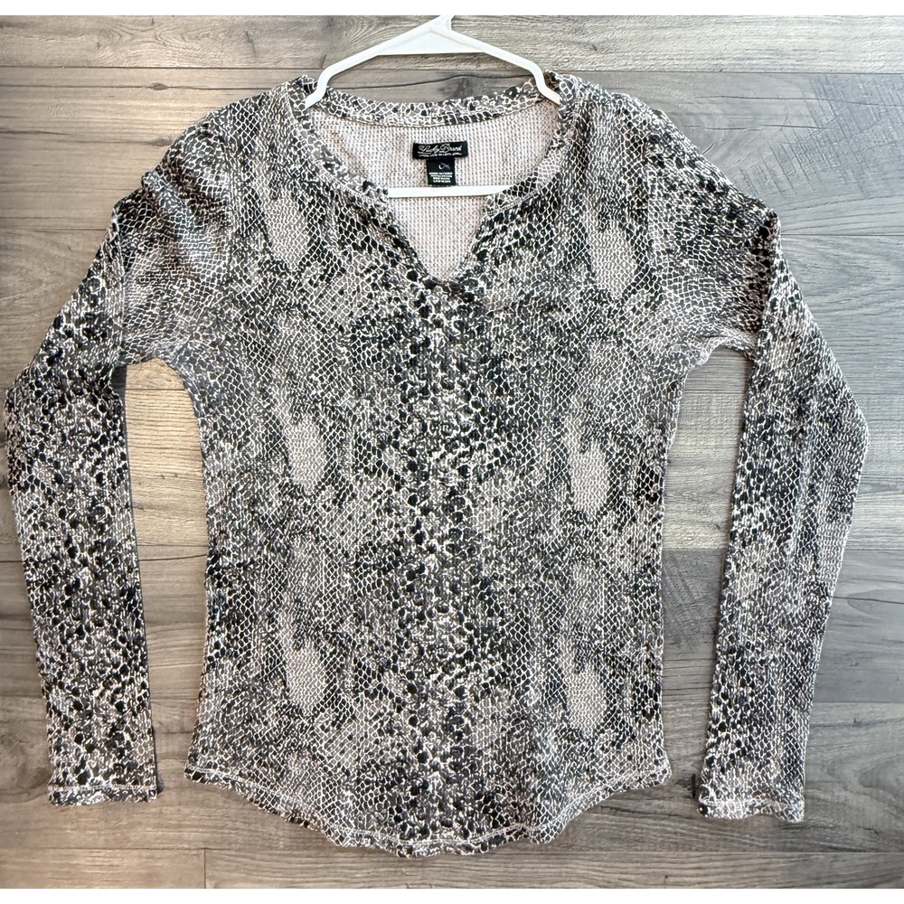 Lucky Brand L Snake Print Thermal Top Y2K Moto Boho Grunge Desert Western Mall
